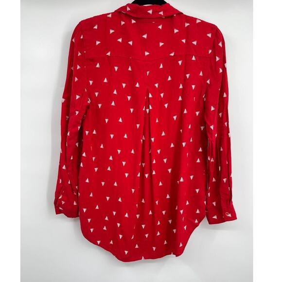 George Womens Red Button Up Shirt Collared Long Sleeve Top Size Small - Picture 3 of 11
